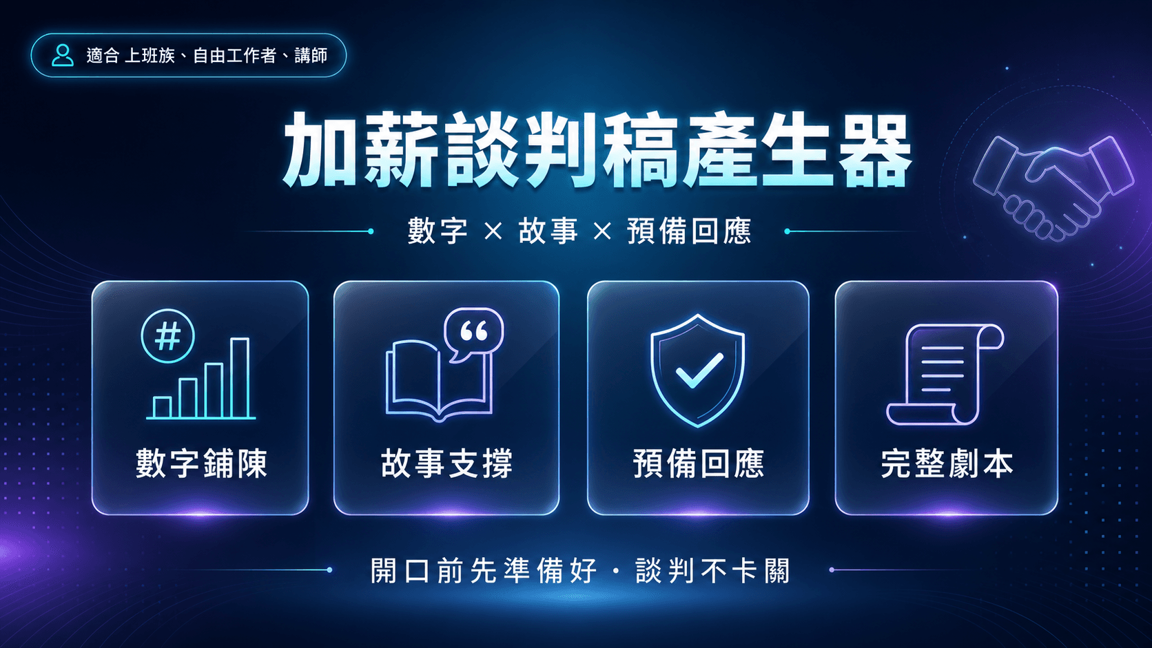 加薪談判稿產生器|數字 × 故事 × 預備回應