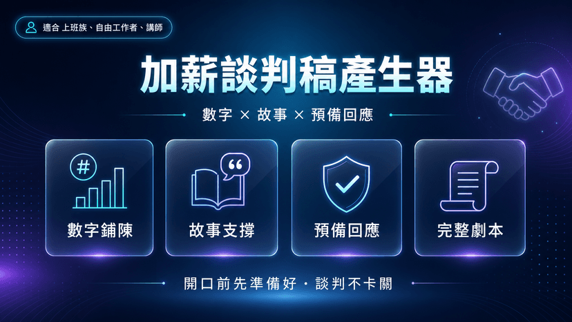 加薪談判稿產生器封面:數字 × 故事 × 預備回應