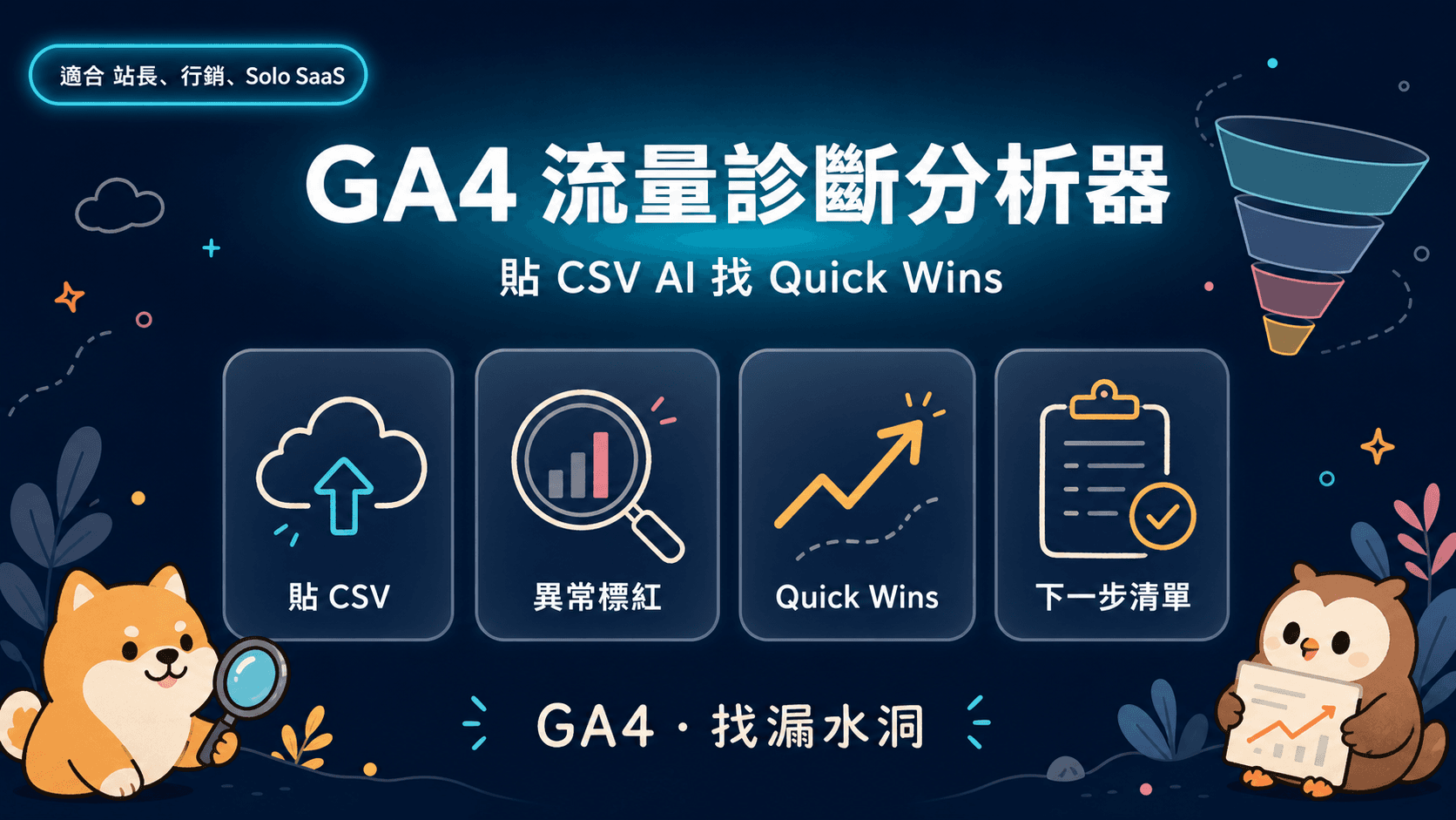 GA4 流量診斷分析器|貼 CSV AI 找 Quick Wins