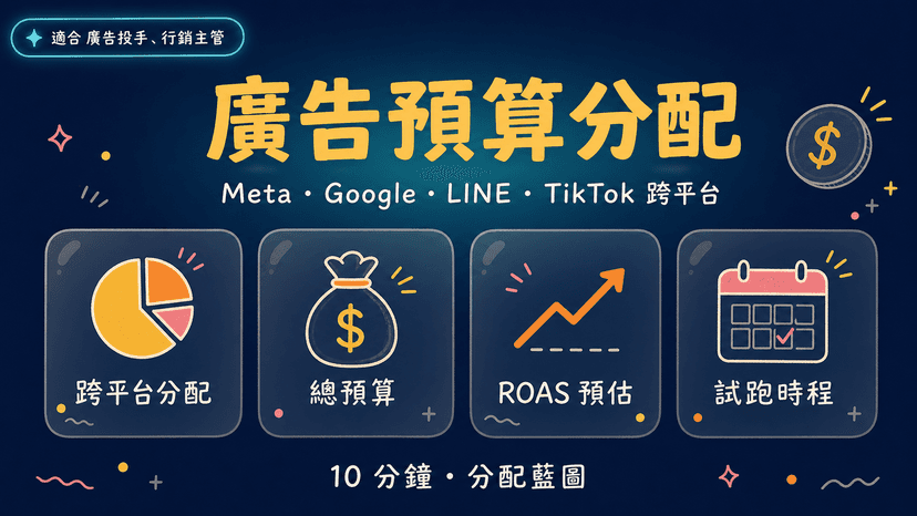 廣告預算分配器封面:AI 算 Meta/Google/LINE/TikTok 怎麼分