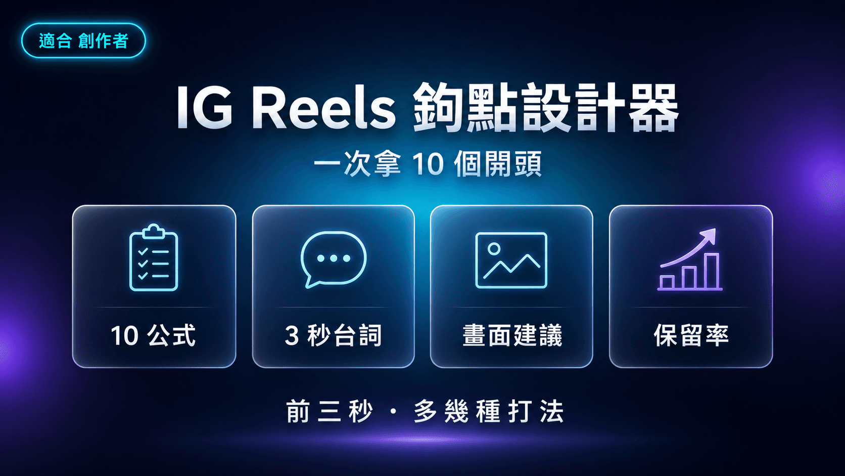 IG Reels 鉤點設計器|一支影片,一次拿到 10 個能測的開頭