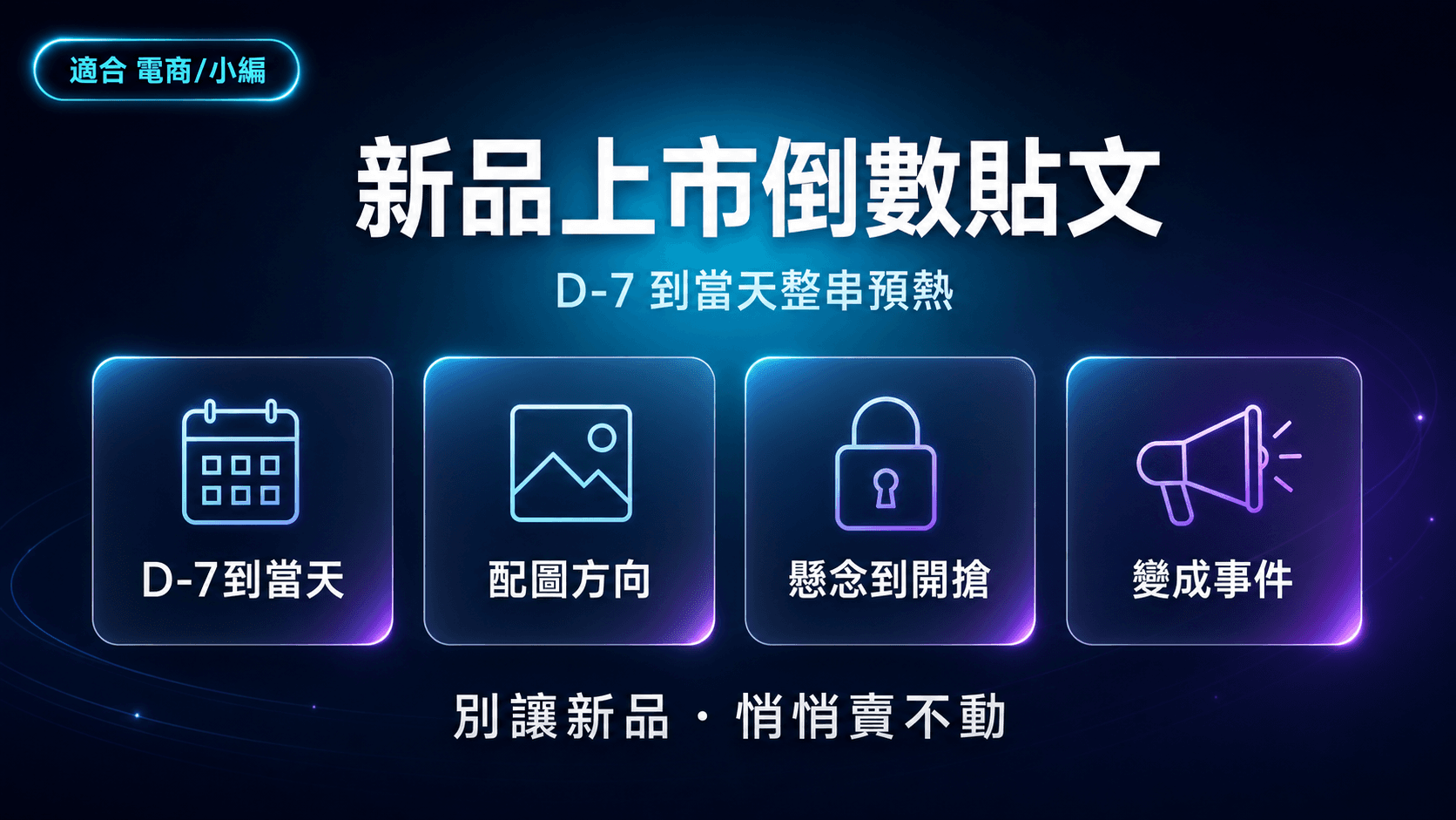 新品上市倒數貼文|開賣前 7 天到當天,一次生成整串預熱貼文