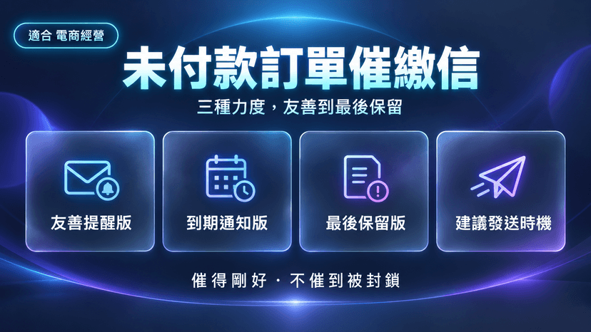 未付款訂單催繳信封面:錢還沒進來,三種力度分開催