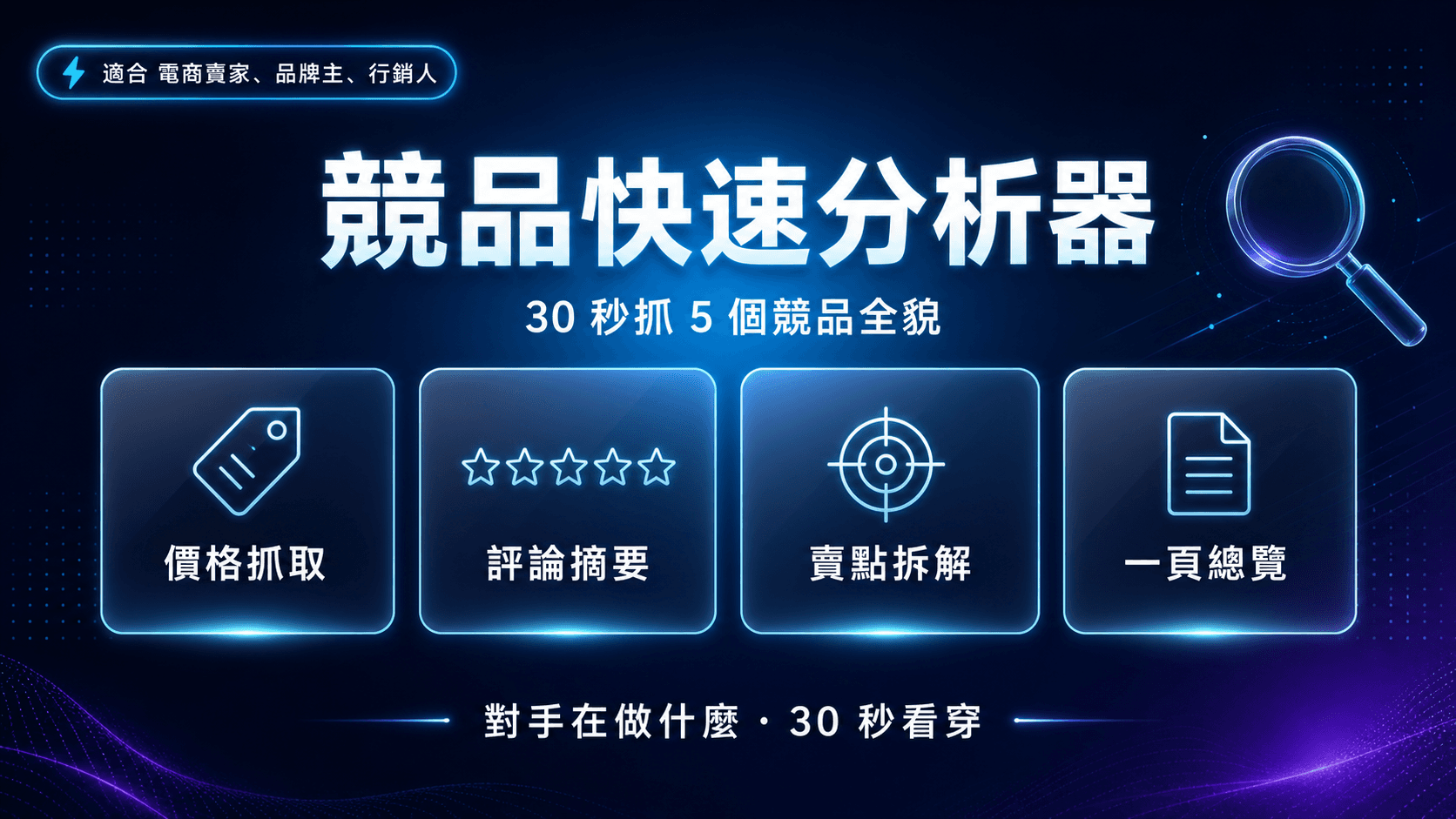 競品快速分析器 — 30 秒抓 5 個競品價格、評論、賣點